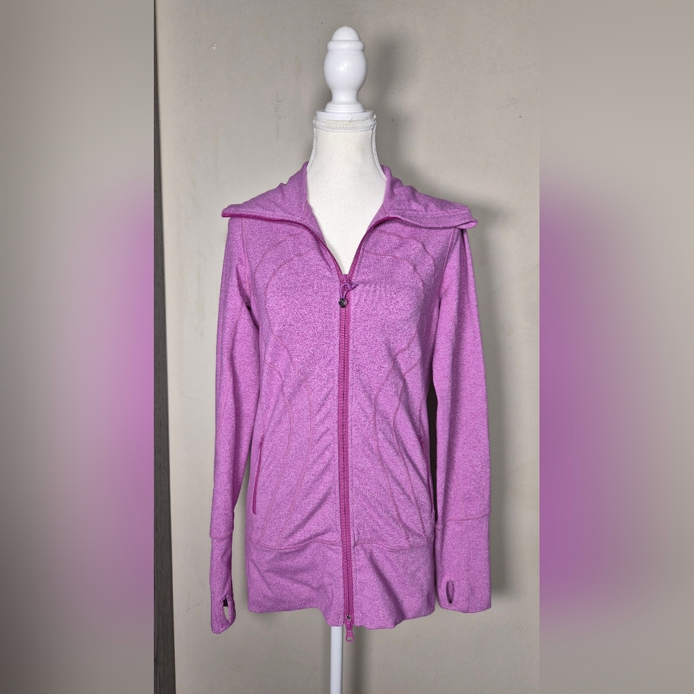 Lululemon In Stride Jacket Heathered Violet Purple Pink Yoga Sweater 6 Medium